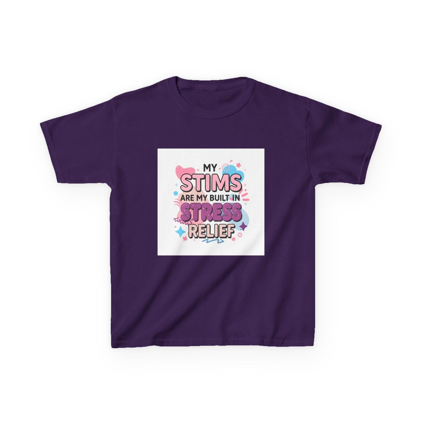 “My Stims Are My Built-In Stress Relief” - Kids Autism Awareness T-Shirt Printify