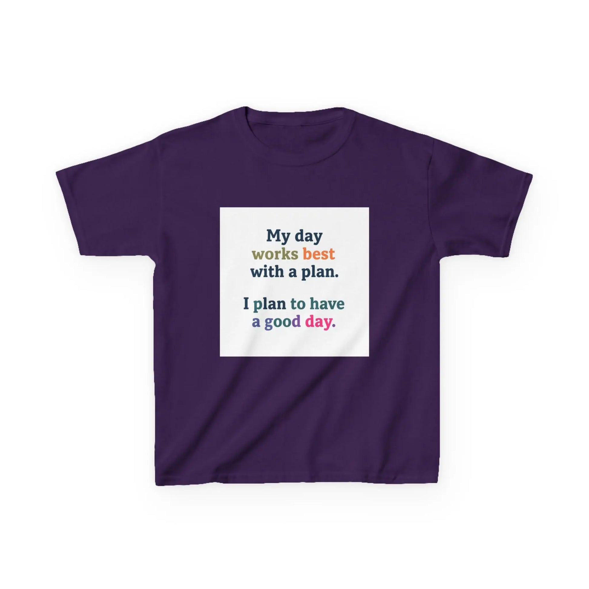 "My day works best with a plan. I plan to have a good day." - Kids Autism Awareness T-Shirt Printify