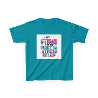 "My Stims Are My Built-In Stress Relief" - Kids Autism Awareness T-Shirt Printify