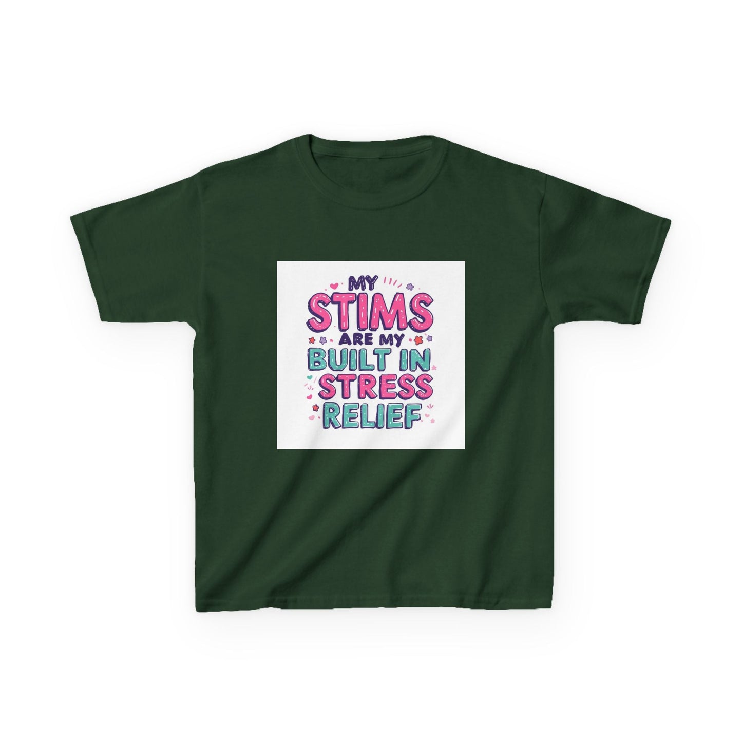 "My Stims Are My Built-In Stress Relief" - Kids Autism Awareness T-Shirt Printify