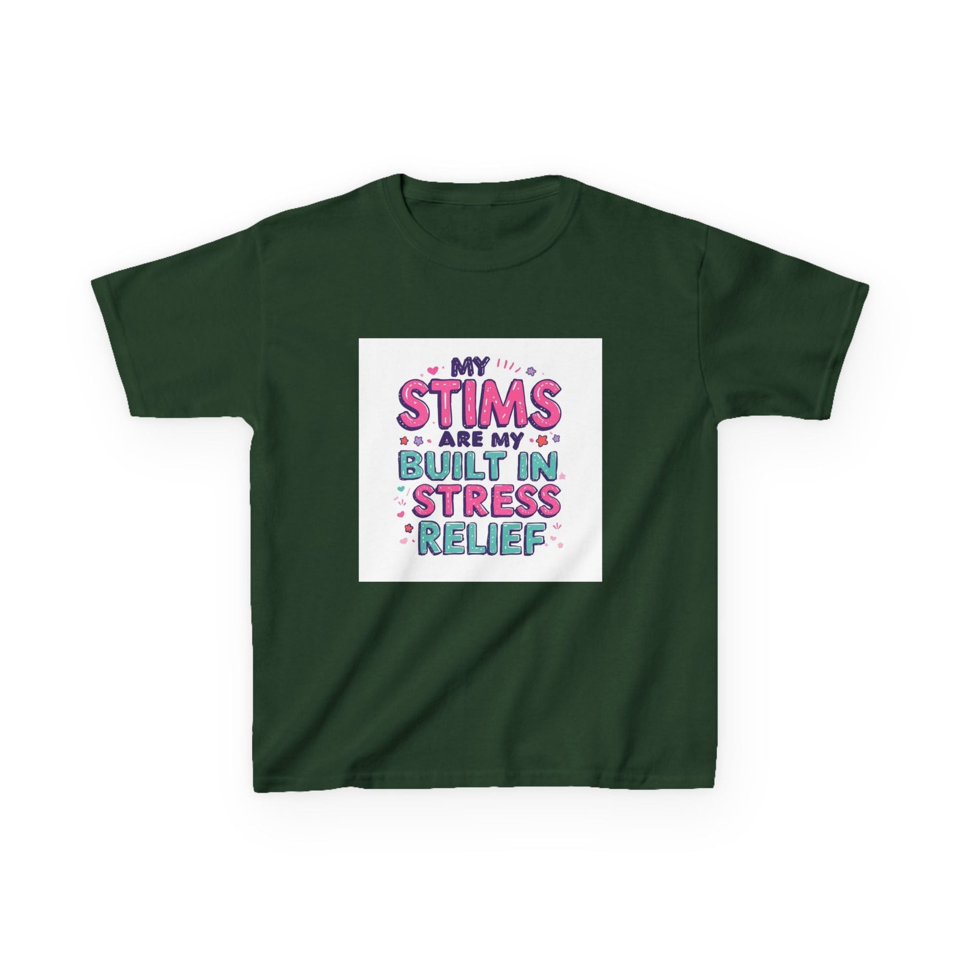 "My Stims Are My Built-In Stress Relief" - Kids Autism Awareness T-Shirt Printify