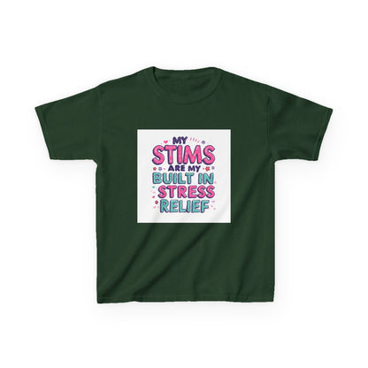 "My Stims Are My Built-In Stress Relief" - Kids Autism Awareness T-Shirt Printify