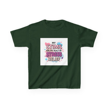 “My Stims Are My Built-In Stress Relief” - Kids Autism Awareness T-Shirt Printify