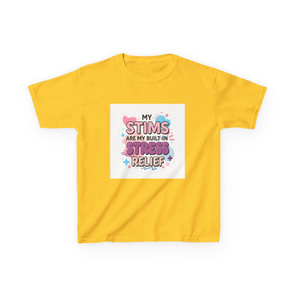 “My Stims Are My Built-In Stress Relief” - Kids Autism Awareness T-Shirt Printify