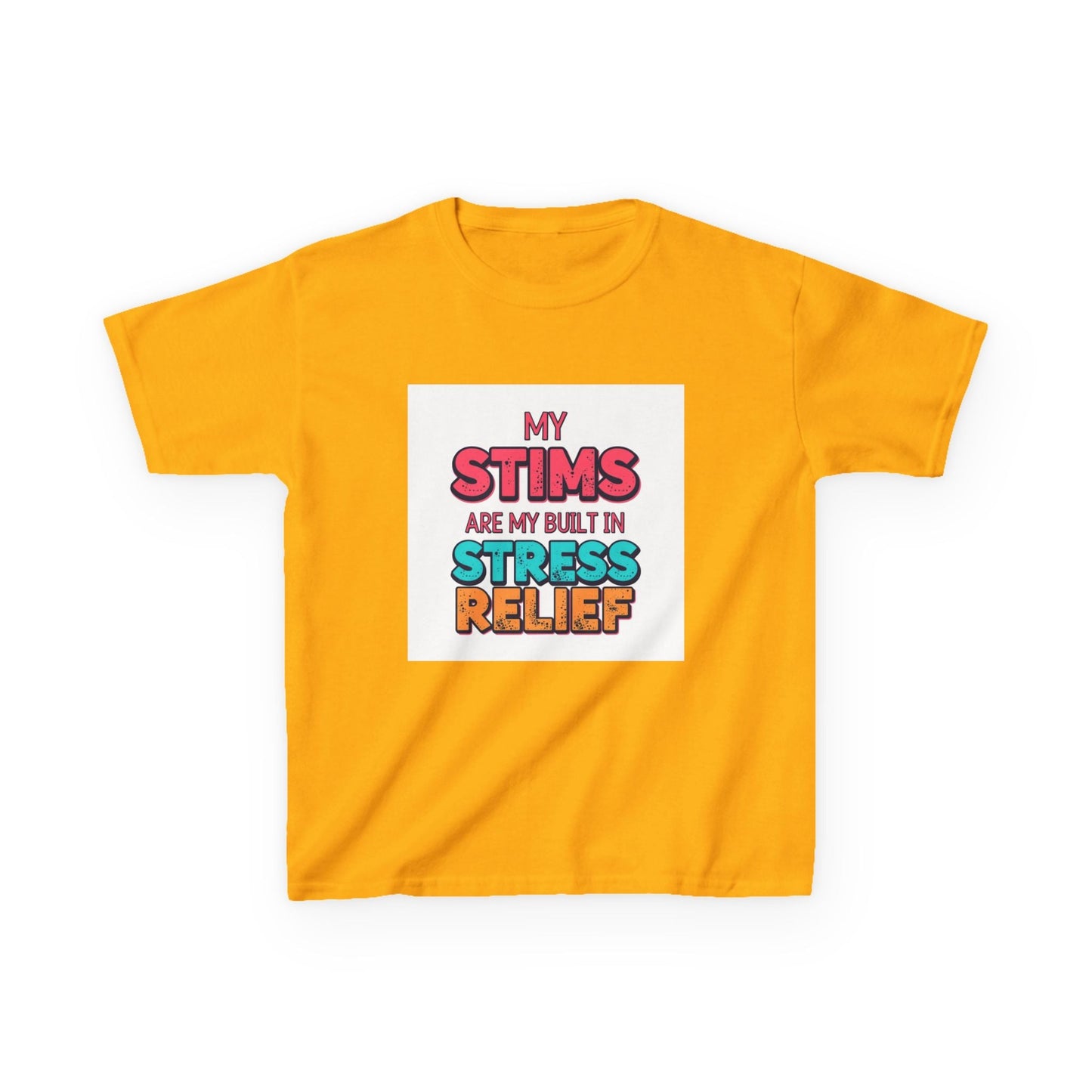 "My Stims Are My Built-In Stress Relief" - Kids Autism Awareness T-Shirt Printify