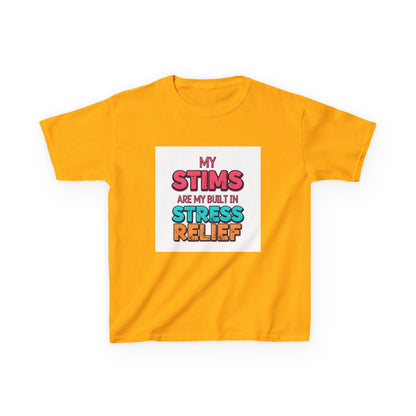 "My Stims Are My Built-In Stress Relief" - Kids Autism Awareness T-Shirt Printify