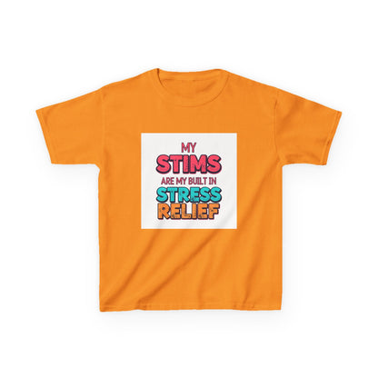 "My Stims Are My Built-In Stress Relief" - Kids Autism Awareness T-Shirt Printify