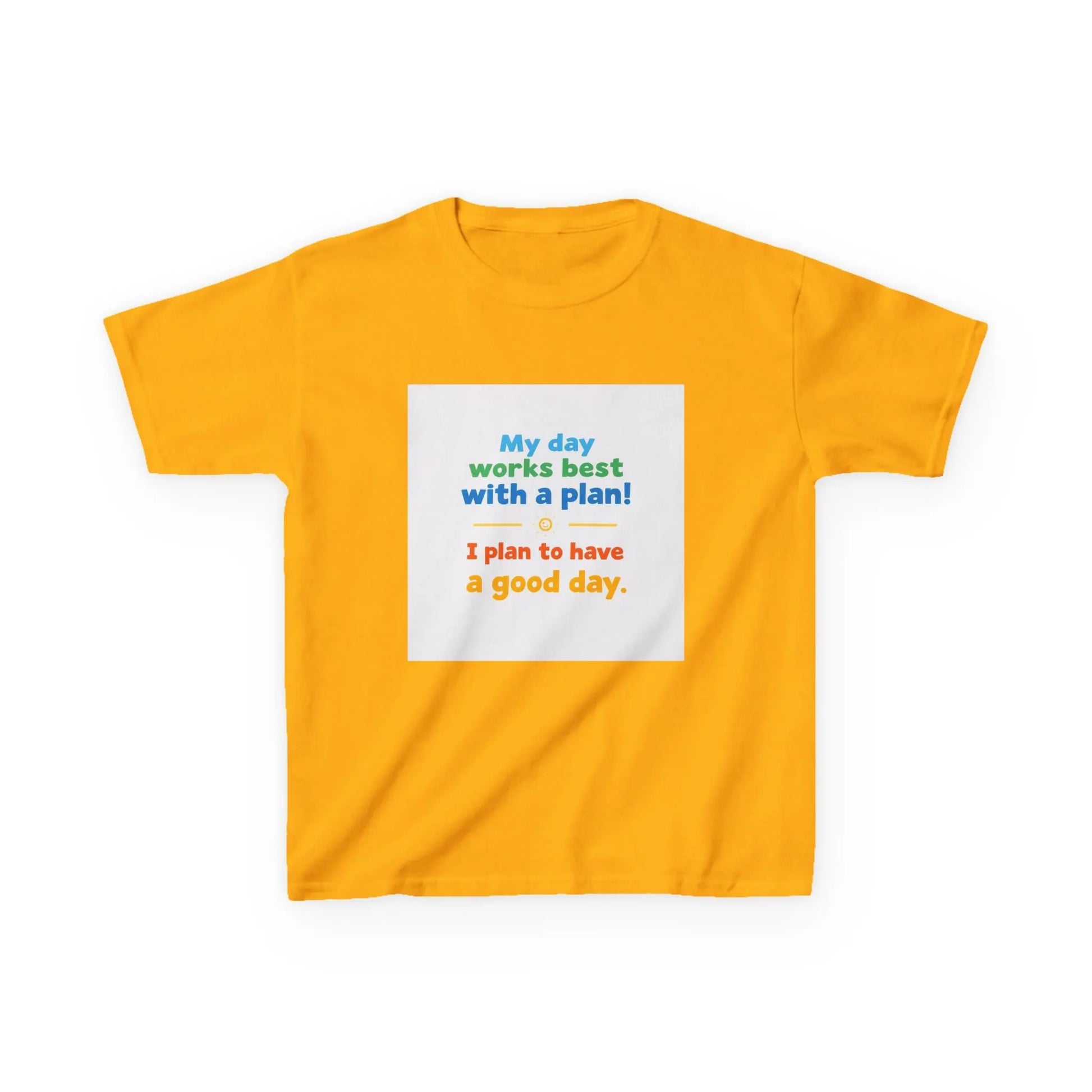"My day works best with a plan! I plan to have a good day." - Kids Autism Awareness T-Shirt Printify