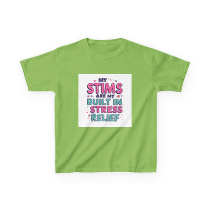 "My Stims Are My Built-In Stress Relief" - Kids Autism Awareness T-Shirt Printify