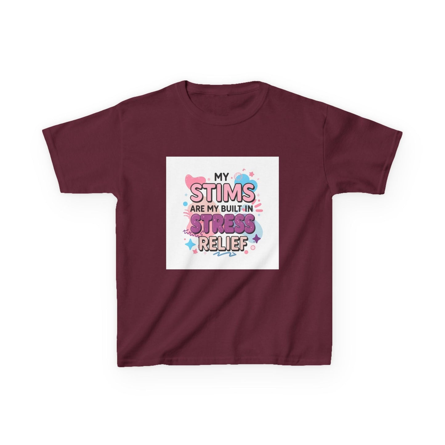 “My Stims Are My Built-In Stress Relief” - Kids Autism Awareness T-Shirt Printify