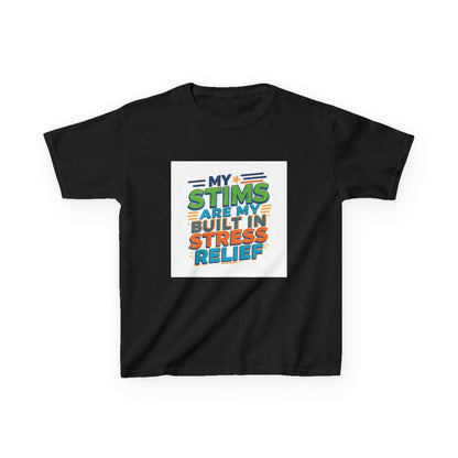 "My Stims Are My Built-In Stress Relief" - Kids Autism Awareness T-Shirt Printify