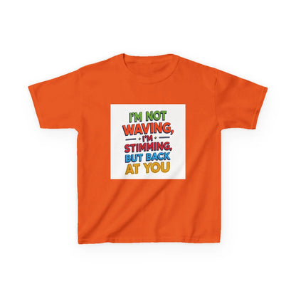 "I’m Not Waving, I’m Stimming, But Back At You" - Kids Autism Awareness T-Shirt Printify