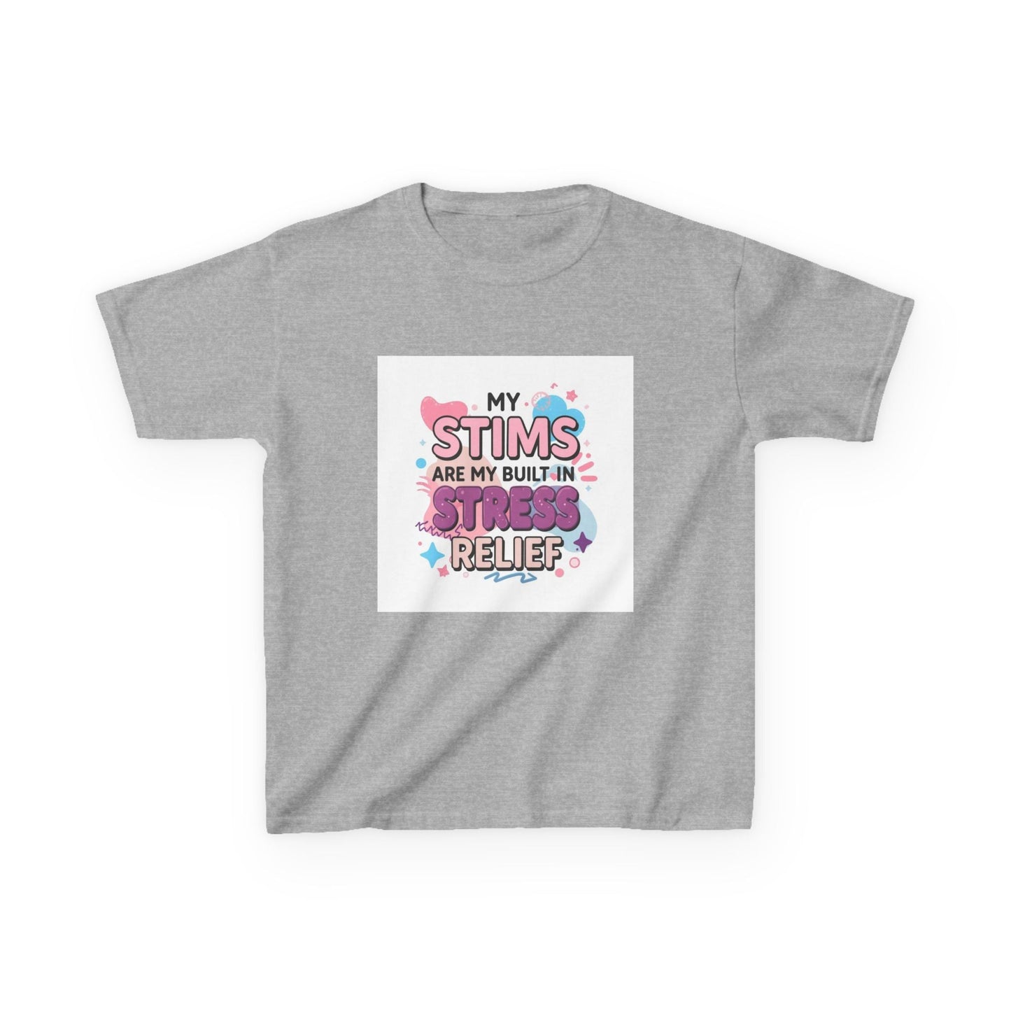 “My Stims Are My Built-In Stress Relief” - Kids Autism Awareness T-Shirt Printify