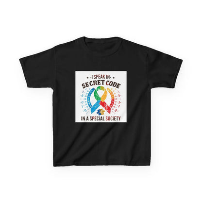 "I Speak in Secret Code in a Special Society" - Kids Autism Awareness T-Shirt Printify