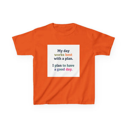 "My day works best with a plan. I plan to have a good day." - Kids Autism Awareness T-Shirt Printify