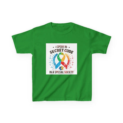 "I Speak in Secret Code in a Special Society" - Kids Autism Awareness T-Shirt Printify