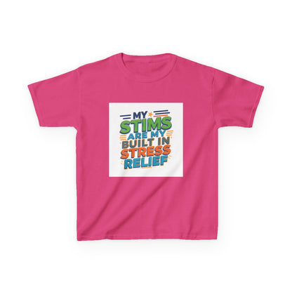 "My Stims Are My Built-In Stress Relief" - Kids Autism Awareness T-Shirt Printify