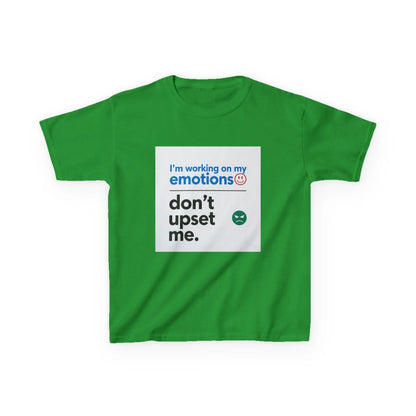 "I'm working on my emotions, don't upset me." - Kids Autism Awareness T-Shirt Printify