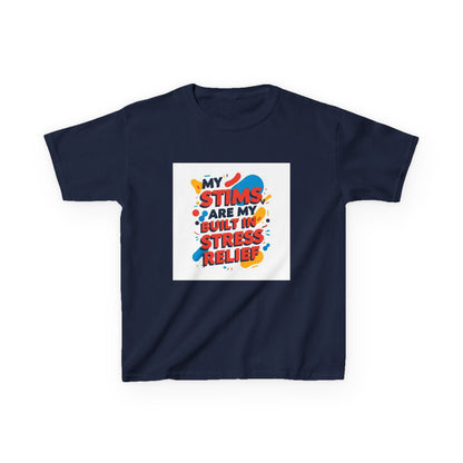 "My Stims Are My Built-in Stress Relief"- Kids Autism Awareness T-Shirt Printify