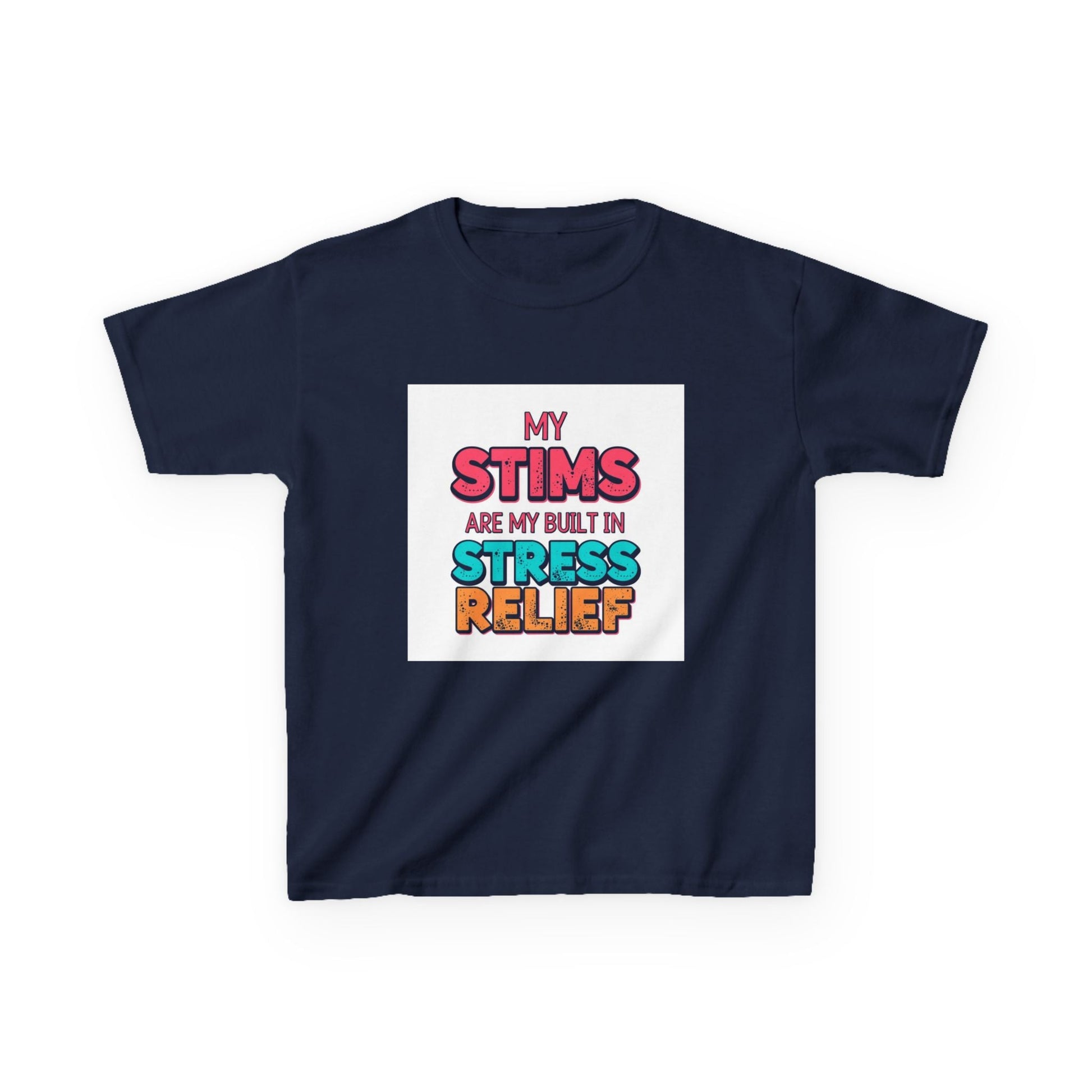 "My Stims Are My Built-In Stress Relief" - Kids Autism Awareness T-Shirt Printify