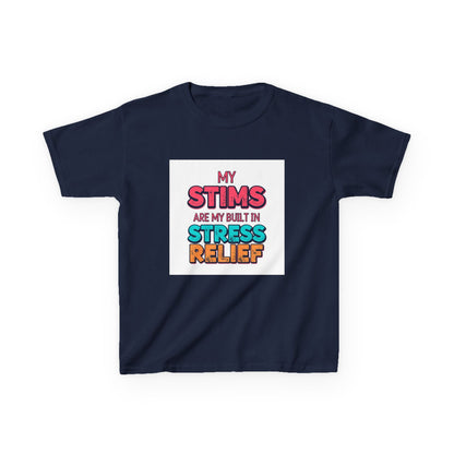 "My Stims Are My Built-In Stress Relief" - Kids Autism Awareness T-Shirt Printify