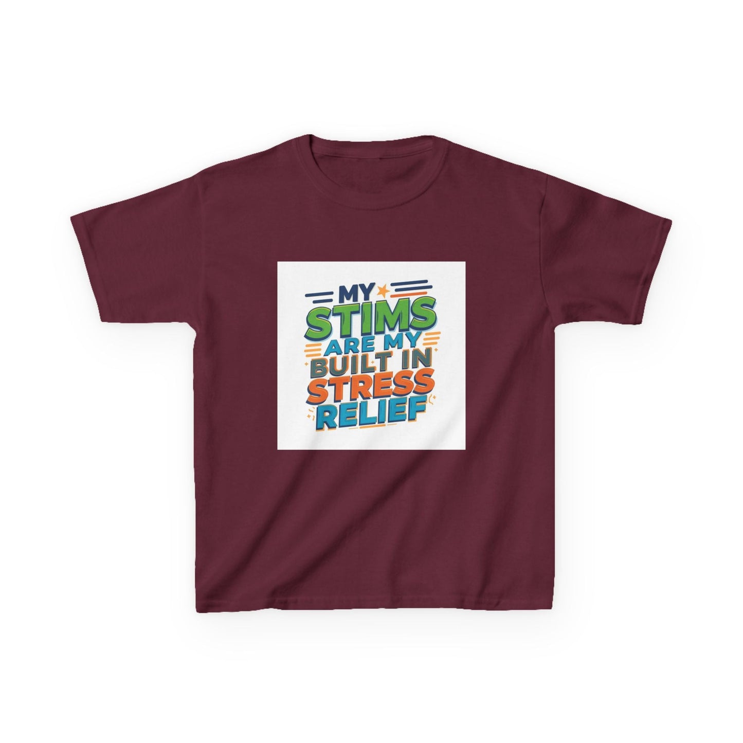 "My Stims Are My Built-In Stress Relief" - Kids Autism Awareness T-Shirt Printify