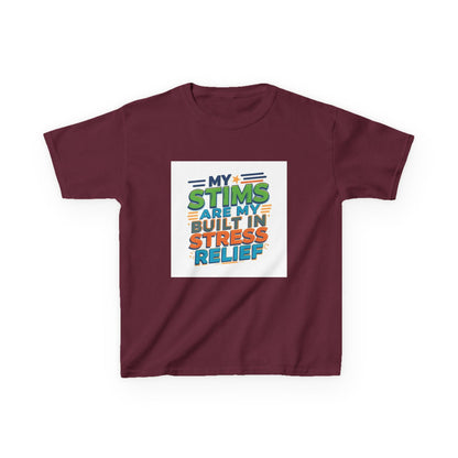"My Stims Are My Built-In Stress Relief" - Kids Autism Awareness T-Shirt Printify