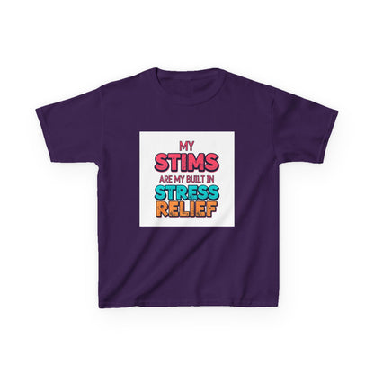 "My Stims Are My Built-In Stress Relief" - Kids Autism Awareness T-Shirt Printify