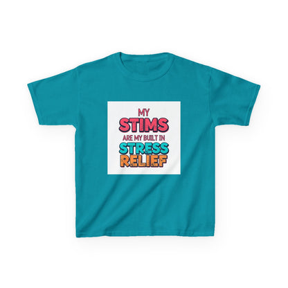 "My Stims Are My Built-In Stress Relief" - Kids Autism Awareness T-Shirt Printify