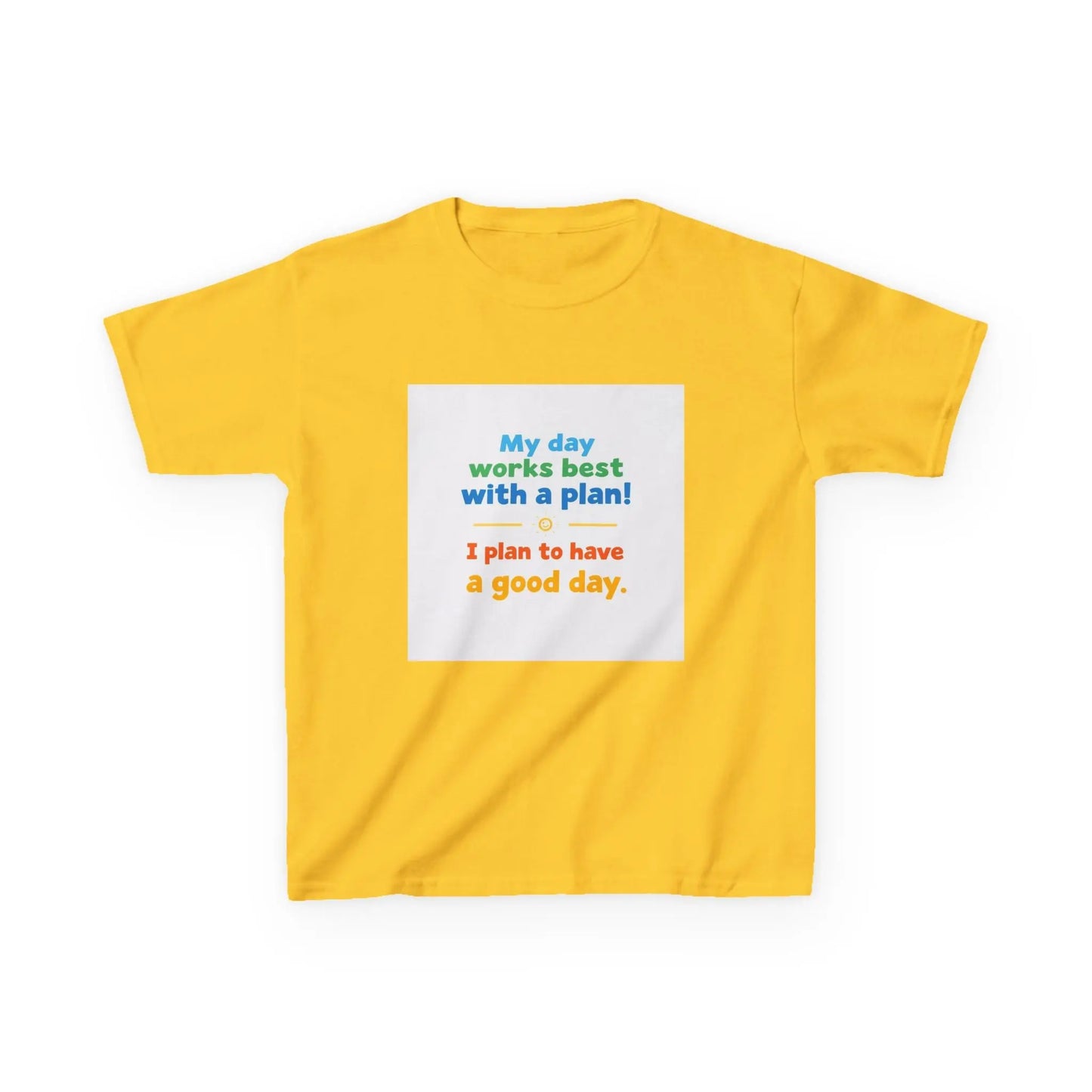"My day works best with a plan! I plan to have a good day." - Kids Autism Awareness T-Shirt Printify