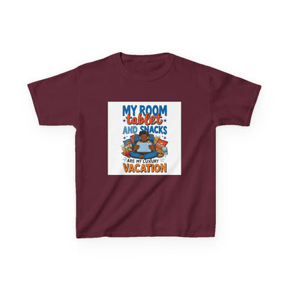 “My Room, Tablet and Snacks Are My Luxury Vacation” - Kids Autism Awareness T-Shirt Printify