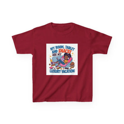 "My Room, Tablet and Snacks Are My Luxury Vacation" - Kids Autism Awareness T-Shirt Printify