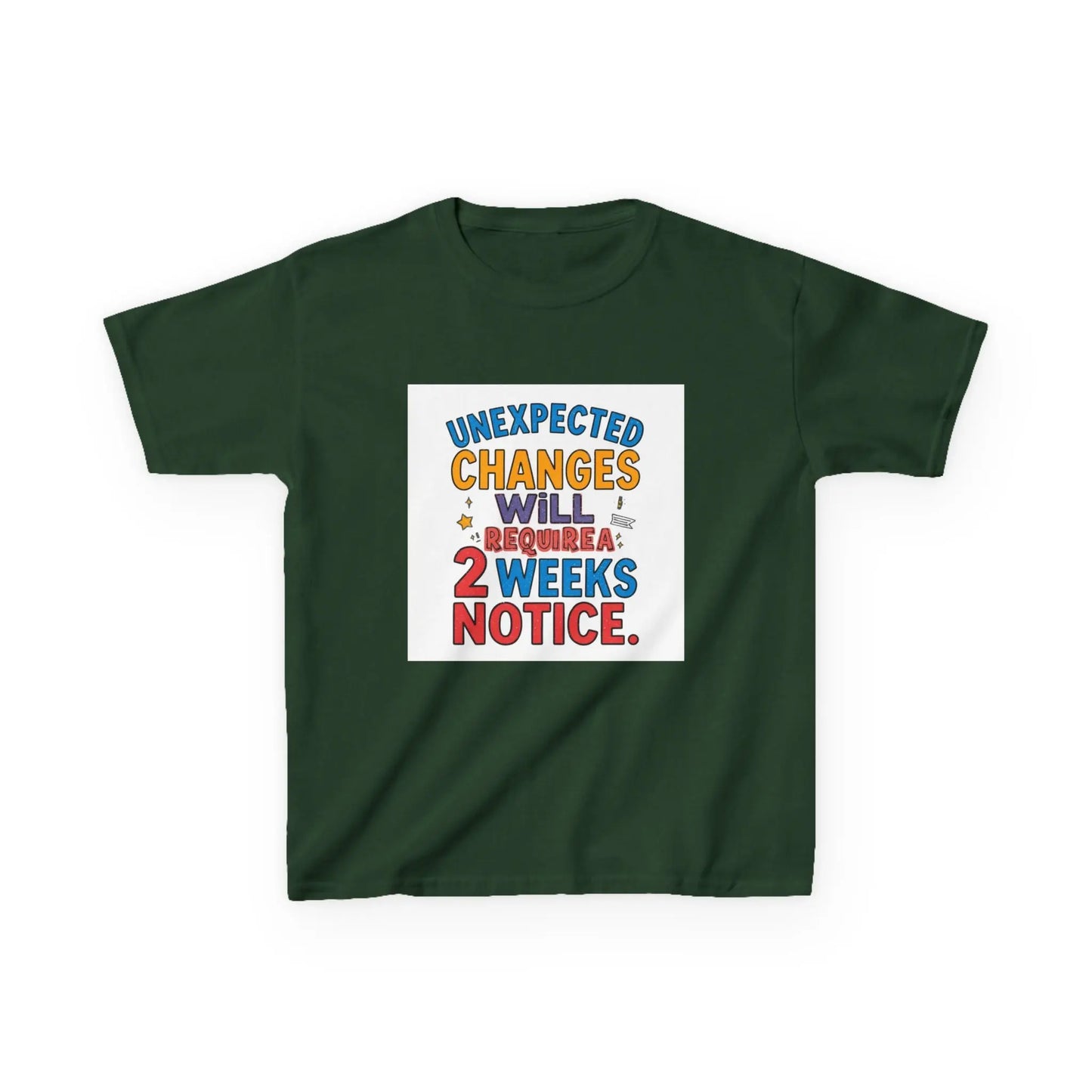 "Unexpected Changes Will Require 2 Weeks Notice" - Kids Autism Awareness T-Shirt Printify