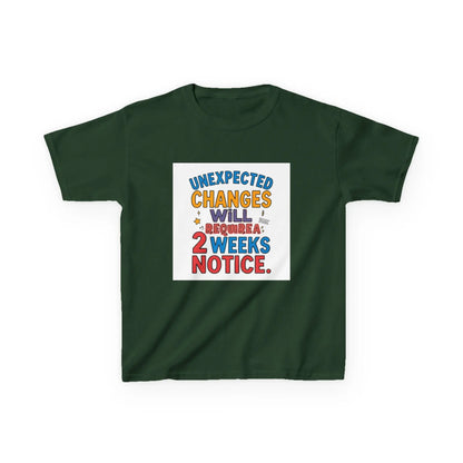 "Unexpected Changes Will Require 2 Weeks Notice" - Kids Autism Awareness T-Shirt Printify