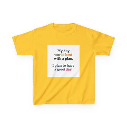 "My day works best with a plan. I plan to have a good day." - Kids Autism Awareness T-Shirt Printify