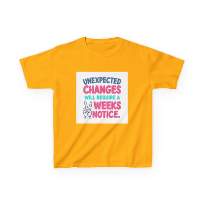 "Unexpected Changes Will Require 2 Weeks Notice" - Kids Autism Awareness T-Shirt Printify