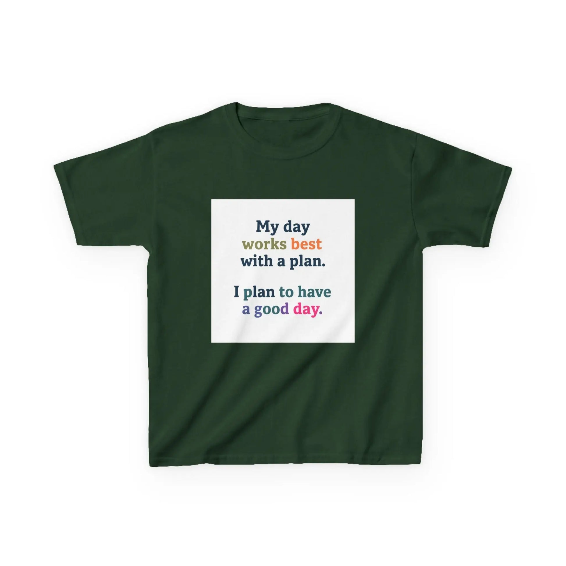 "My day works best with a plan. I plan to have a good day." - Kids Autism Awareness T-Shirt Printify